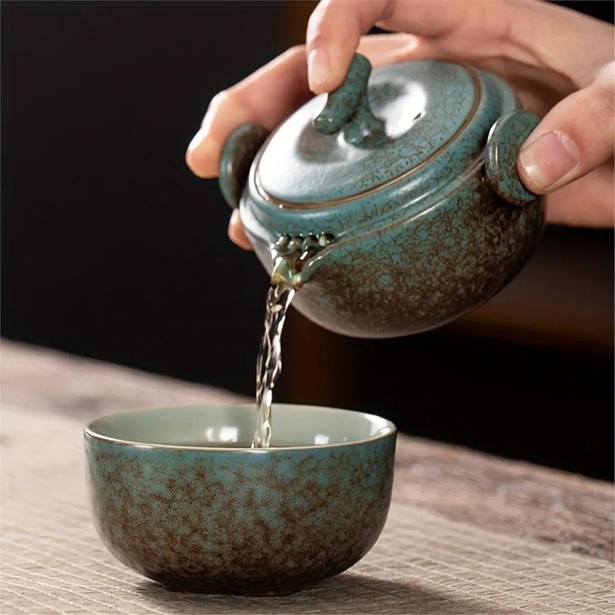PROMOTION~ Handmade Ceramic Teapot and Tea Cup Set for Travel, Office, Living Room, Camping - Portable and Gift