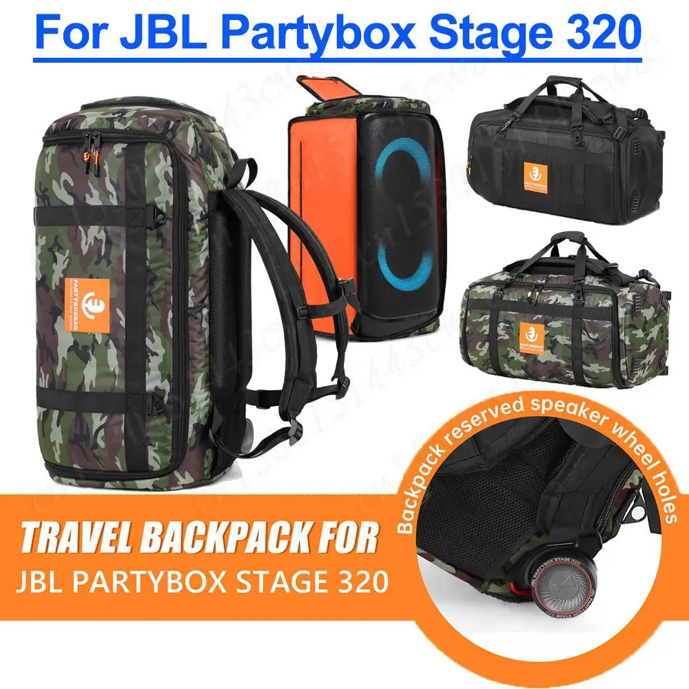 Speaker Carrying Case for JBL Partybox Stage 320 Speaker Bag Travel Case Shockproof Portable Speaker Carry Tote Bag Backpack