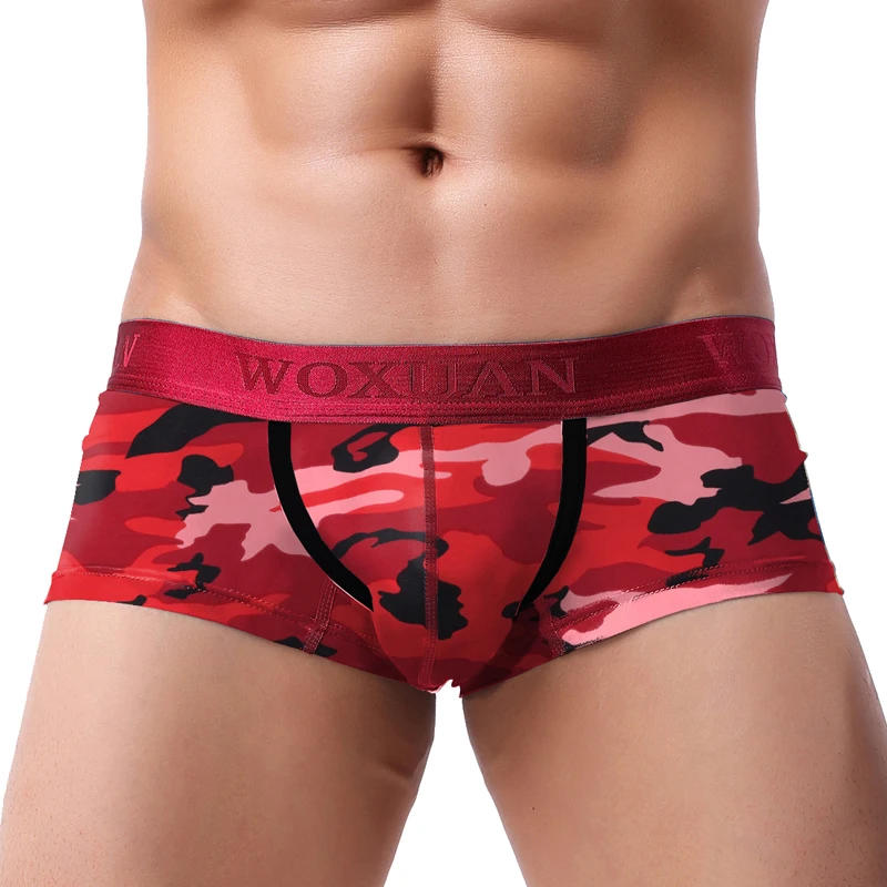 New Brand Male Panties Breathable Boxers Men Underwear U convex pouch Sexy Underpants Printed leaves Homewear Shorts