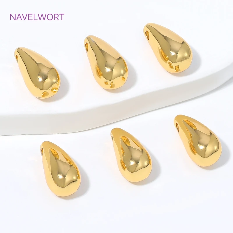 18K Gold Plated Brass Water Droplet Pendants Tail Beads,Decorative Pendants For Jewelry,DIY Earring Necklace Making Findings - view 5