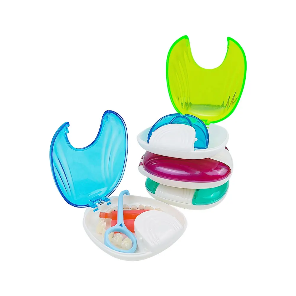 1Pcs Dental Retainer Case Press-to-Open Fake Teeth Box Oral Hygiene Organizer Mouth Guard Travel Denture Storage Case Container