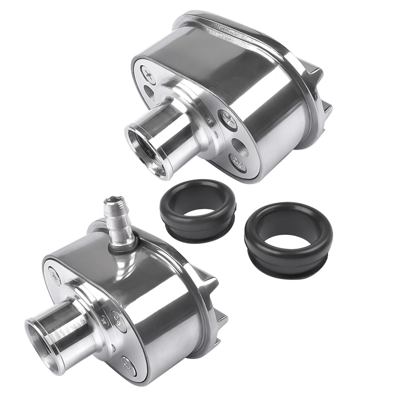 AP02 New Polished Aluminum Finned Oval Air PCV Breather Combo Valve Cover Nostalgia