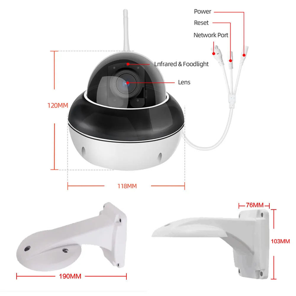 Caméra de surveillance extérieure PTZ IP WiFi HD 8MP/4K, dispositif de sécurité sans fil, avec suivi humanoïde, audio bidirectionnel