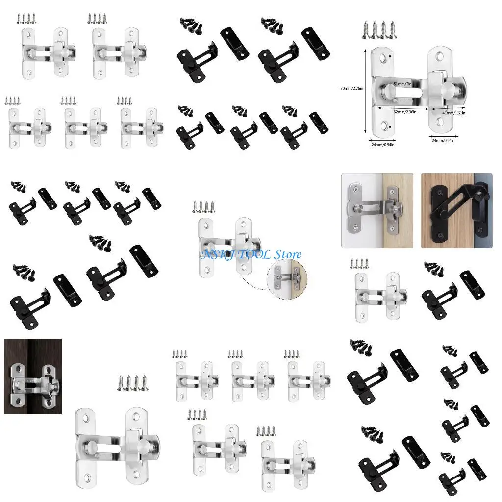 

L8RC 5pcs Steel Door Latches Set Stable 90 Degree Bolts Not Rusting Door Latches set Upgrades for Long Service Protections