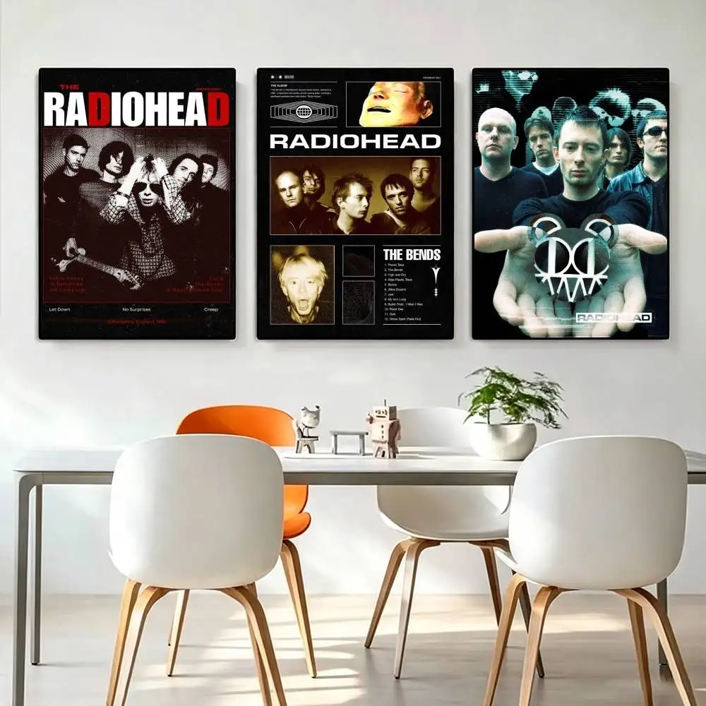 Vintage Rock Band Characters Radiohead Poster High Quality Dorm Living Room Aesthetic Wall Decoration Painting Stickers Gift