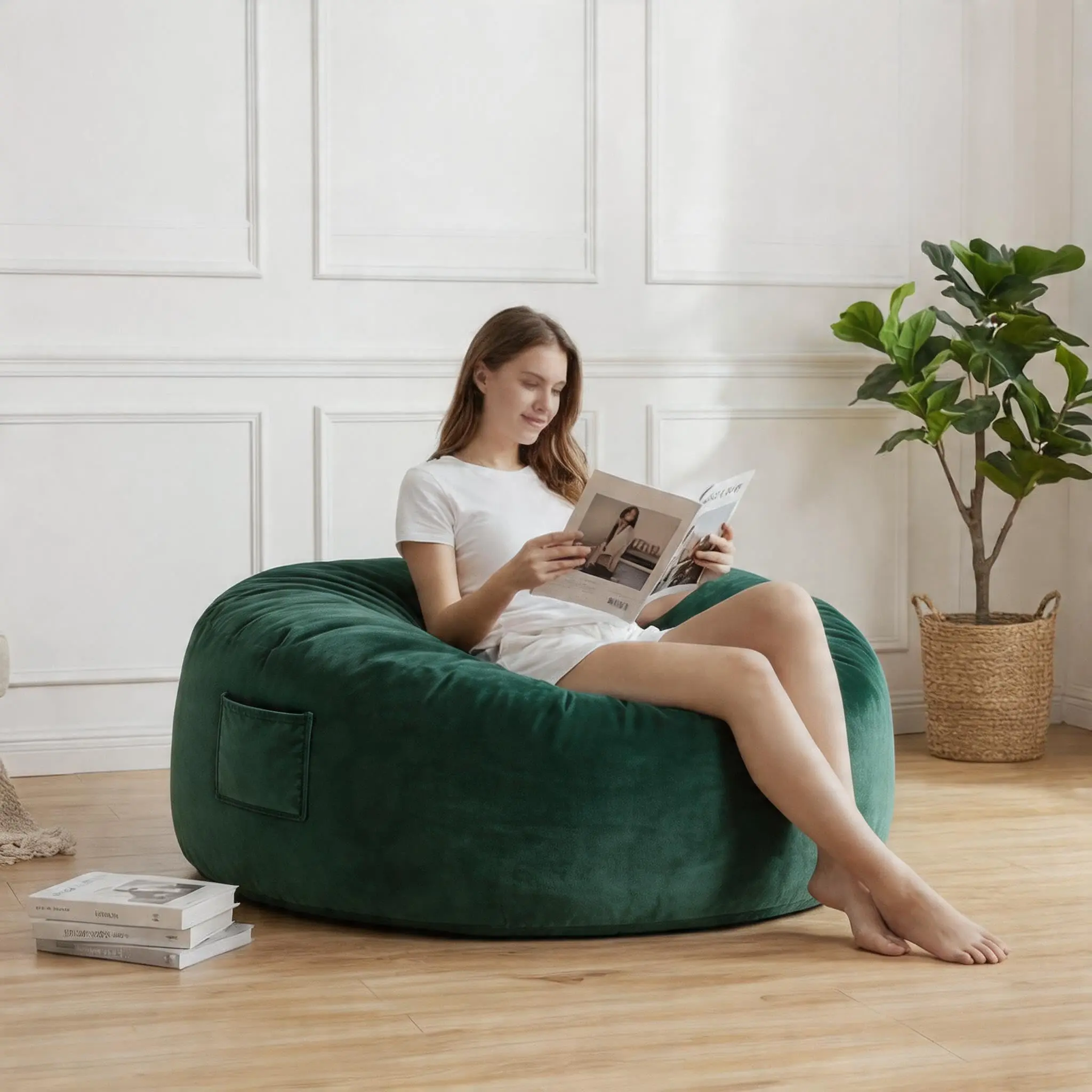 Sillón Puff Grande de 120 cm, Cama para Adultos, Sofá Perezoso Extra Grande de Espuma Viscoelástica, Puff Convertible para el Suelo, Funda de Franela Lavable, para Sala de Estar