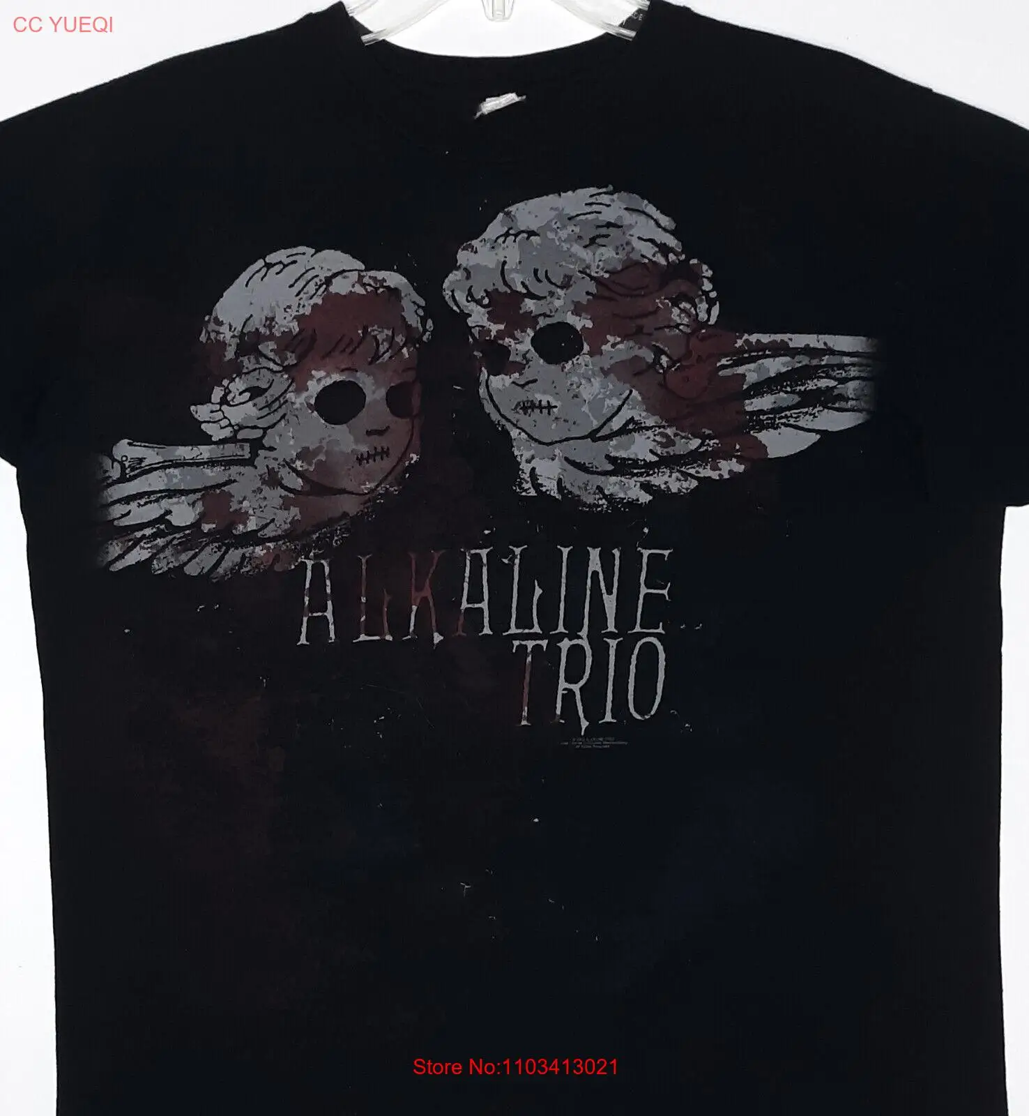 Camiseta alcalina Trio Death Cherub Band, talla L, concierto grande, Manga corta negra
