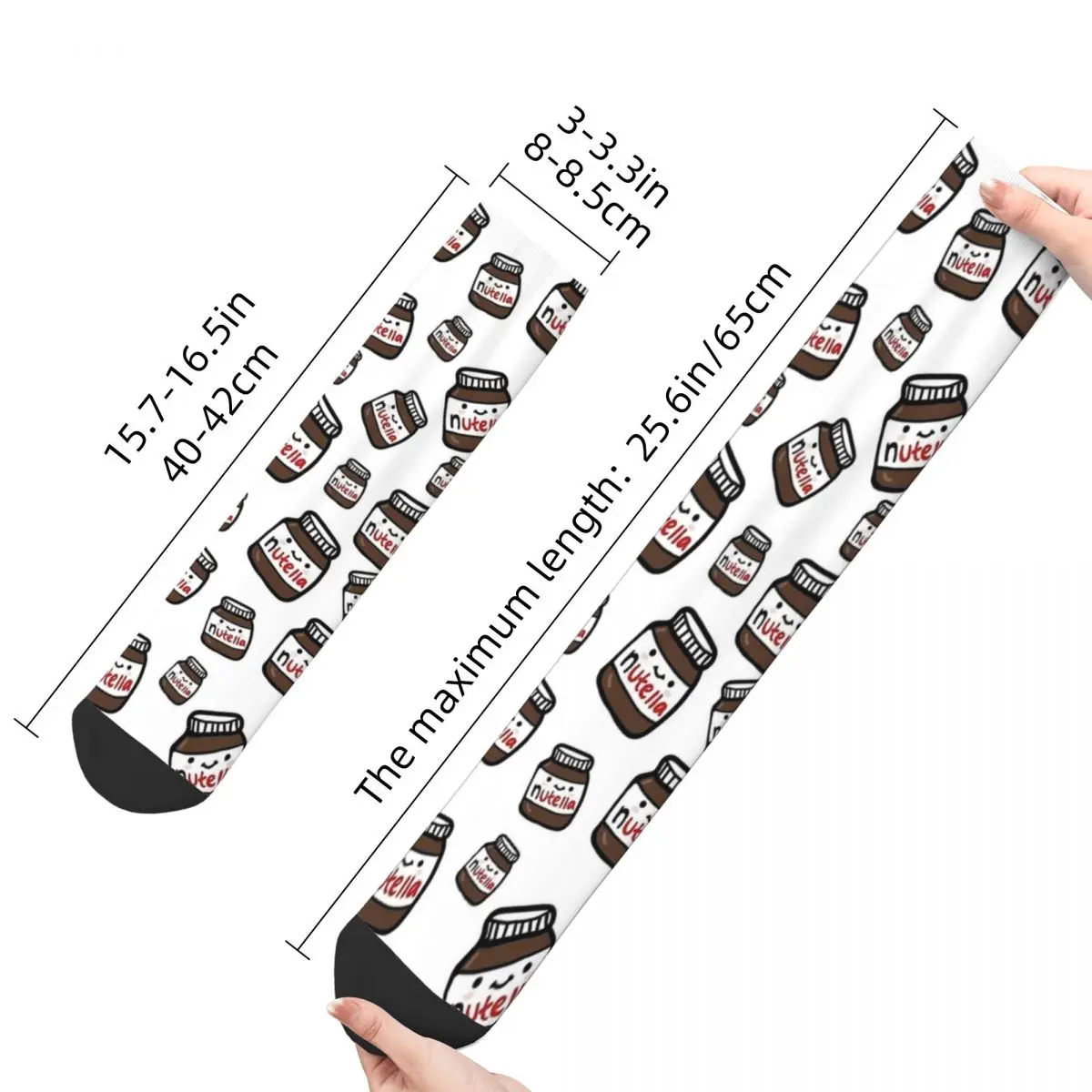 Cute Nutella Socks Men Women Polyester Funny Happy Socks Harajuku Spring Summer Autumn Winter Socks Gift