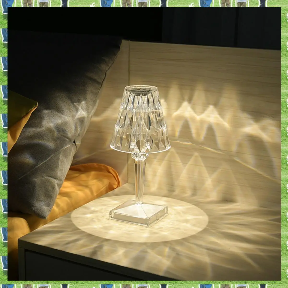 

FTS Diamond Table Lamp Crystal LED Bar Table Lamp Rechargeable Touch Sensor Dimming Bedside Lamps For Bedroom Decor