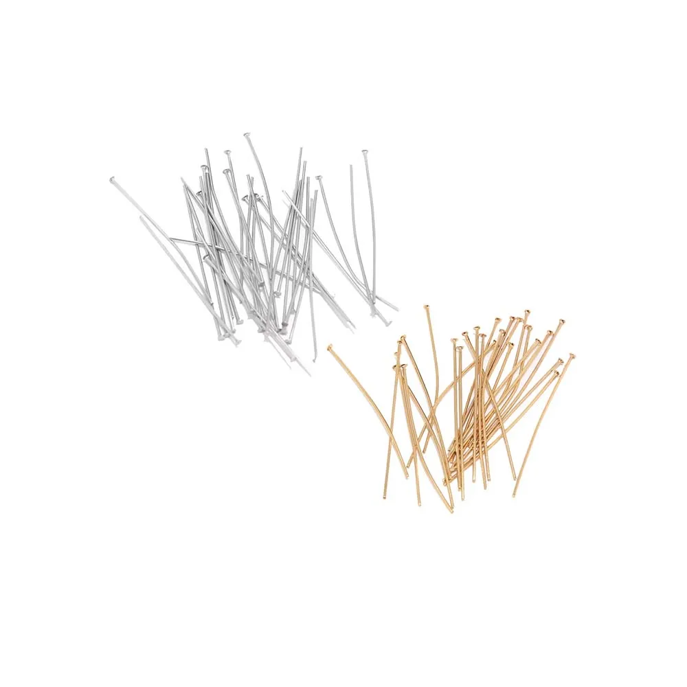 120Pcs/lot 30mm 40mm  Stainless Steel Flat Head Pins Gold Color T Nine Pin Earring Findings DIY Accessories