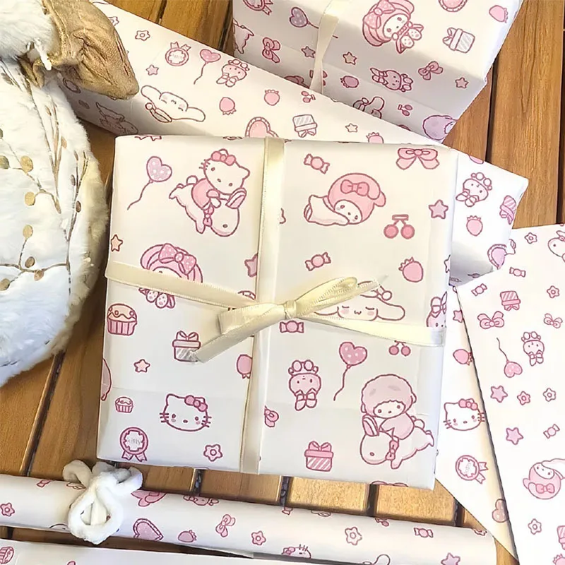 

Kawaii Sanrio Hello Kitty Little Twin Stars Packaging Paper Large Size High Aesthetic Birthday Gift Paper Cartoon Gift For Girls