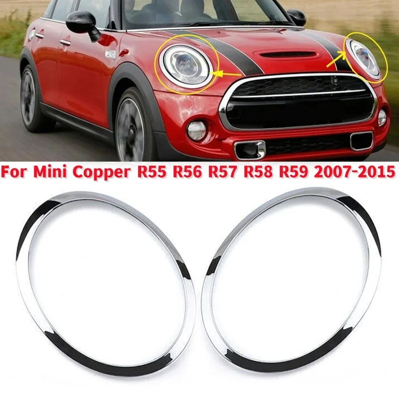 1 Paar Chrom Silber Auto Scheinwerfer Helle Rahmenabdeckung Dekorativer Ring für Mini Kupfer R55 R56 R57 R58 R59 2007-2015
