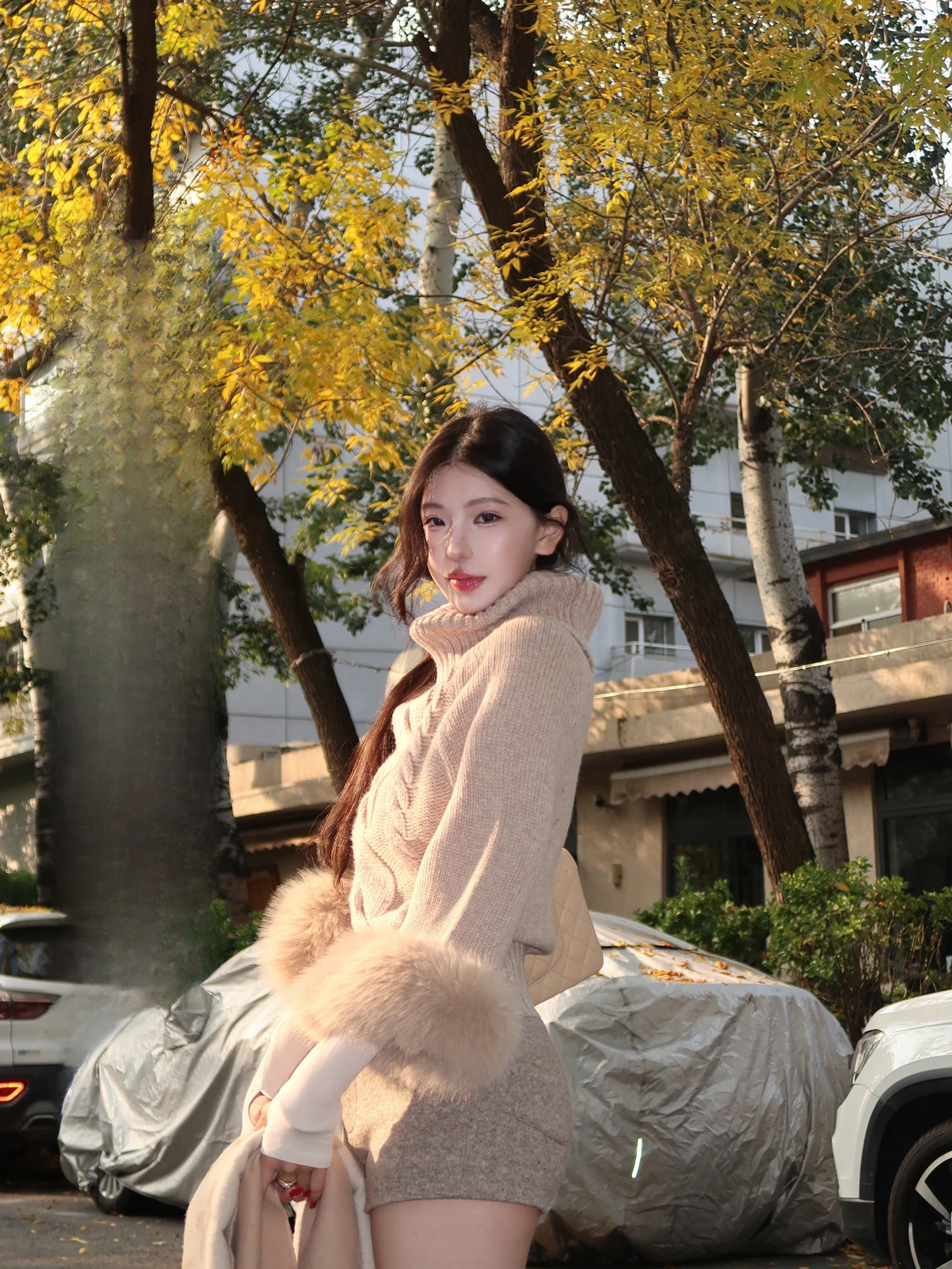 

Съемный шерстяной жакет крупной вязки с высоким воротником для женщин, теплый, осенне-зимний, модный, для повседневной носки, свободного кроя, цельный