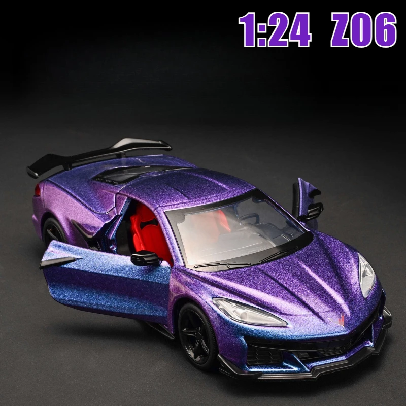 

1:24 Z06 Supercar Simulation Diecast Metal Alloy Model car Sound Light Collection Kids Toy Exquisite Collection Gift