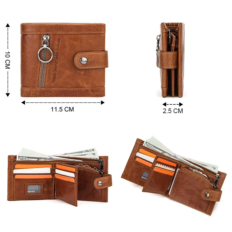 100% Genuine Leather Wallet Men Multifunctional Coin Purse Hasp Small Money Bag Male Card Holder Wallets High Quality