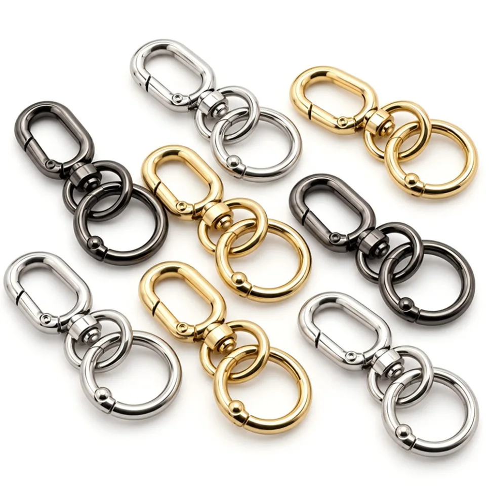 2/4/8 Sets Double Opening Swivel Clasp Clips Snap O Ring Zinc alloy Spring Swivel Hooks for Keychains DIY Crafts Lanyard Travel