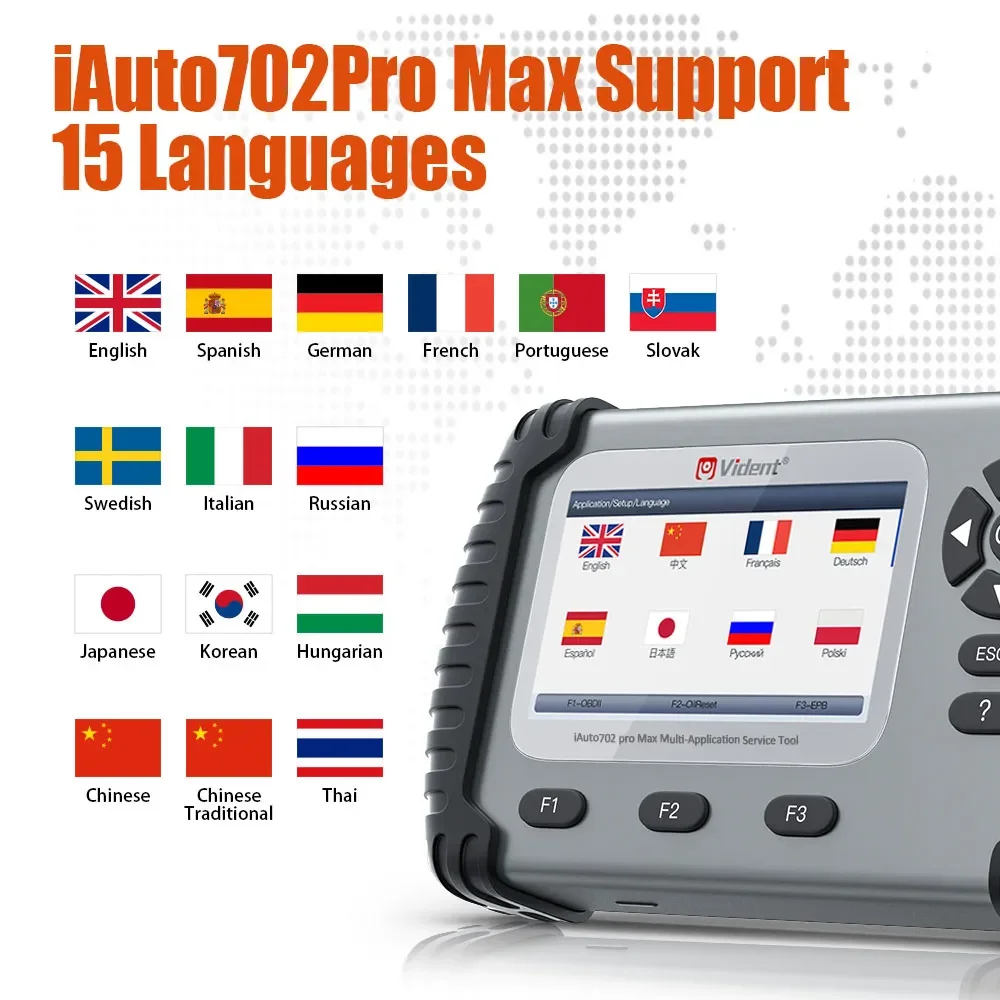 2023 Vident iAuto 702 PRO MAX All System Automotive Diagnostic Scanner Professional Key Programmer 34 Special Functions ECU Codi