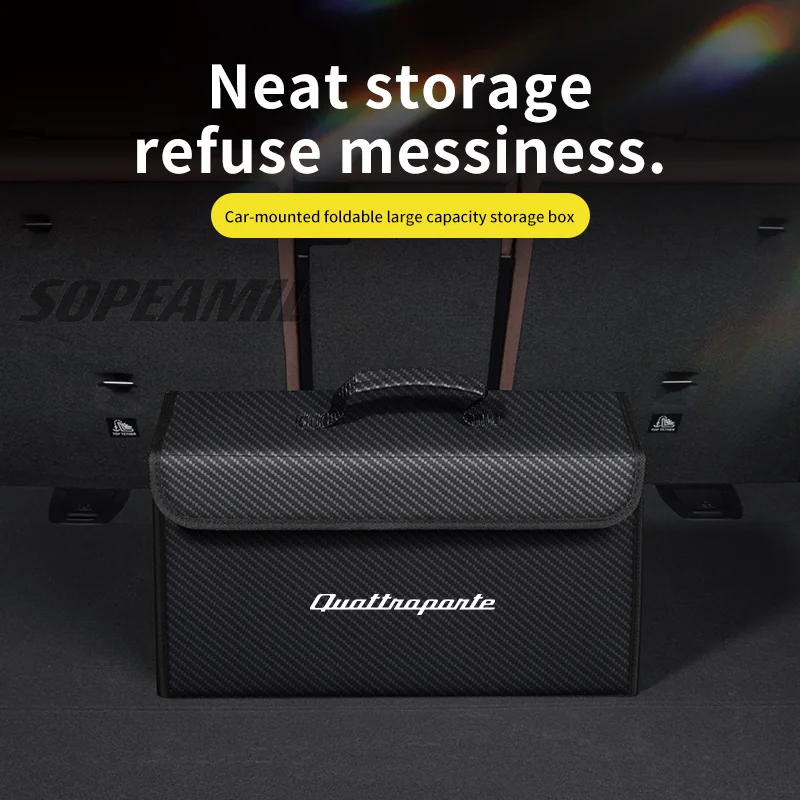 

Maserati Quattroporte Levante Ghibli GranTurismo Grecale Coupe Car Leather Carbon Trunk Storage Box Foldable Stowing Tidying Bag