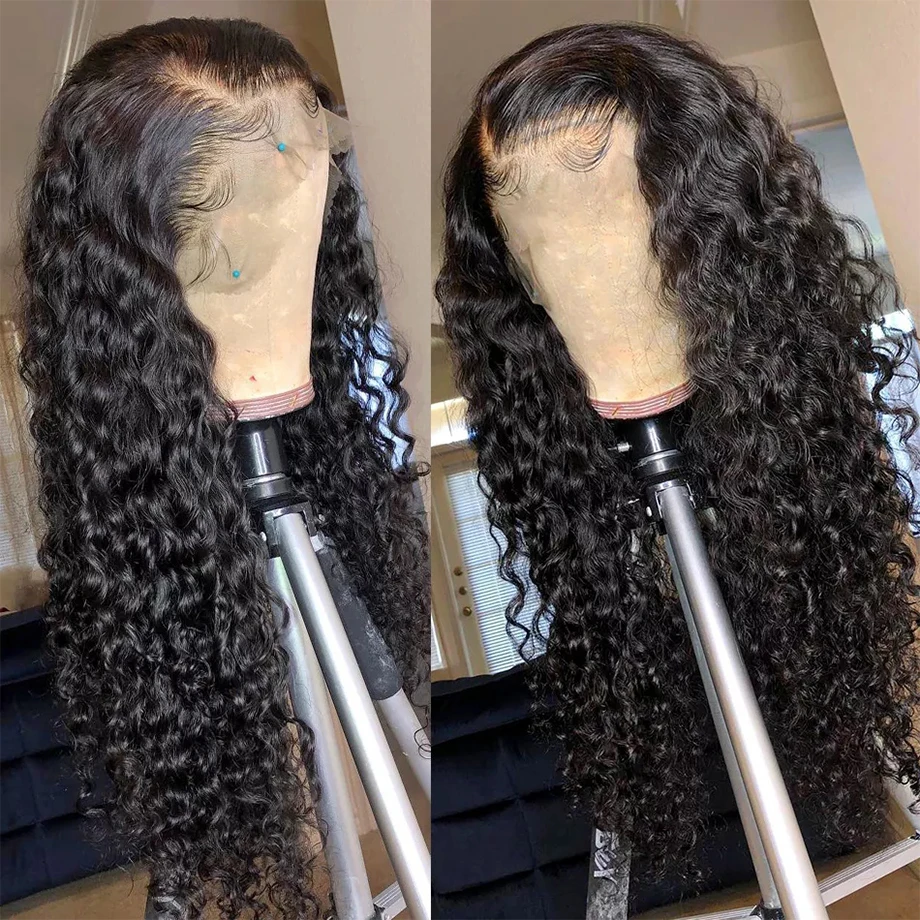 Deep Wave 13x6 HD Lace Front Human Hair Wig Glueless 6X4 5X5 Closure Wig Curly 13x4 Lace Frontal Wigs For Women Wet And Wavy