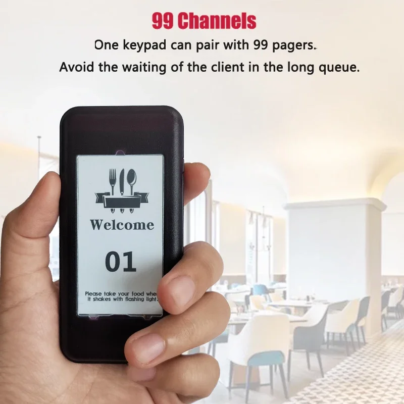 Restaurant Buzzer Pager Wireless Paging Guest Calling System 99CH Dessert Shop Church Food Truck/Court 315 MHz Charger Base Sale