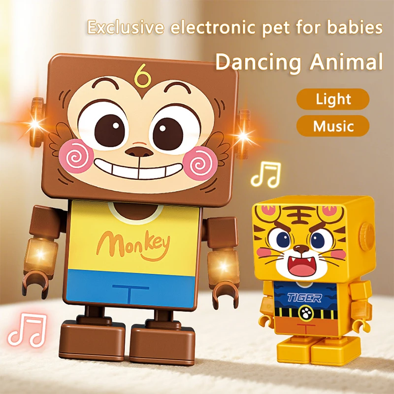 لعبة أطفال إلكترونية للحيوانات الراقصة مع أضواء موسيقية للأطفال، ألغاز تفاعلية ذكية للمشي، لعبة أطفال إبداعية هدية