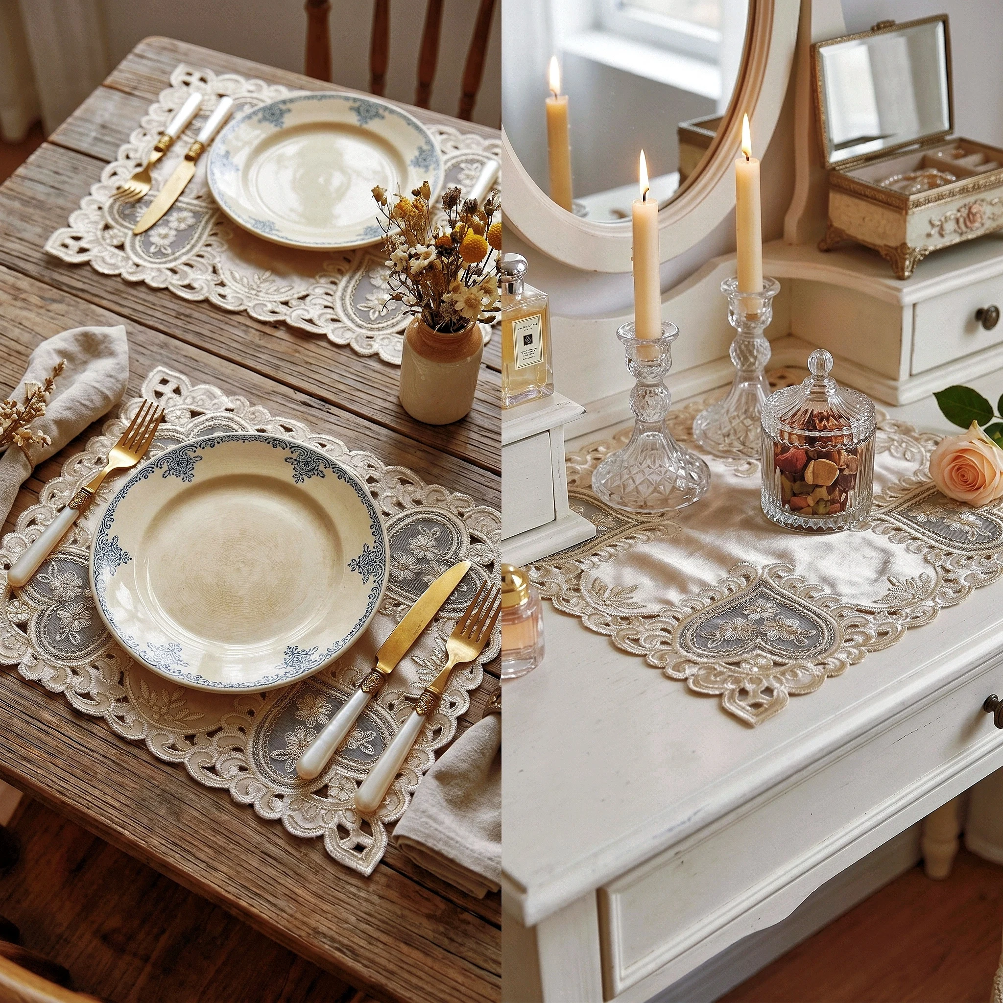 Placemat Set of 4 Decorative Tablecloths American Breakfast Placemats Bright Velvet Large Plates Mats Rose Gold Table Pad view 4