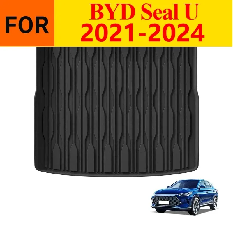 New Arrivals Premium waterproof non-slip 3D TPE Rear Trunk Mat for Byd Seal U 2021-2024，All Weather Dustproof Black Interior