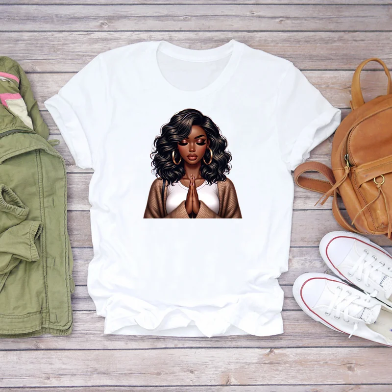 Popular Black women in Prayer printing for clothes patches heat transfer stickers DIY Sewing Decoration stripes appliques