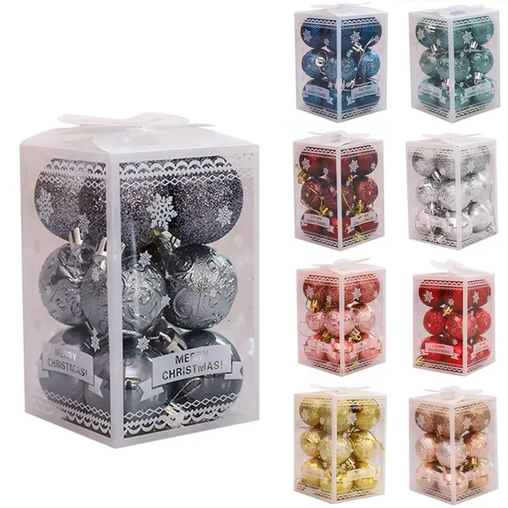 12PCS Durable Plastic Christmas Ball Set 4cm 9 Colors Xmas Ornament Ball Suspensable Christmas Tree Balls Home