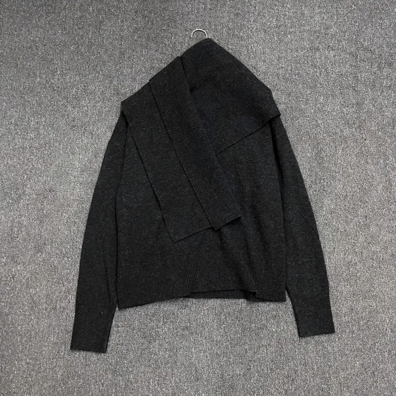 

Scarf Collar Loose Sweater Women 2025 Autumn And Winter New Loose Long-Sleeved Knitted Top