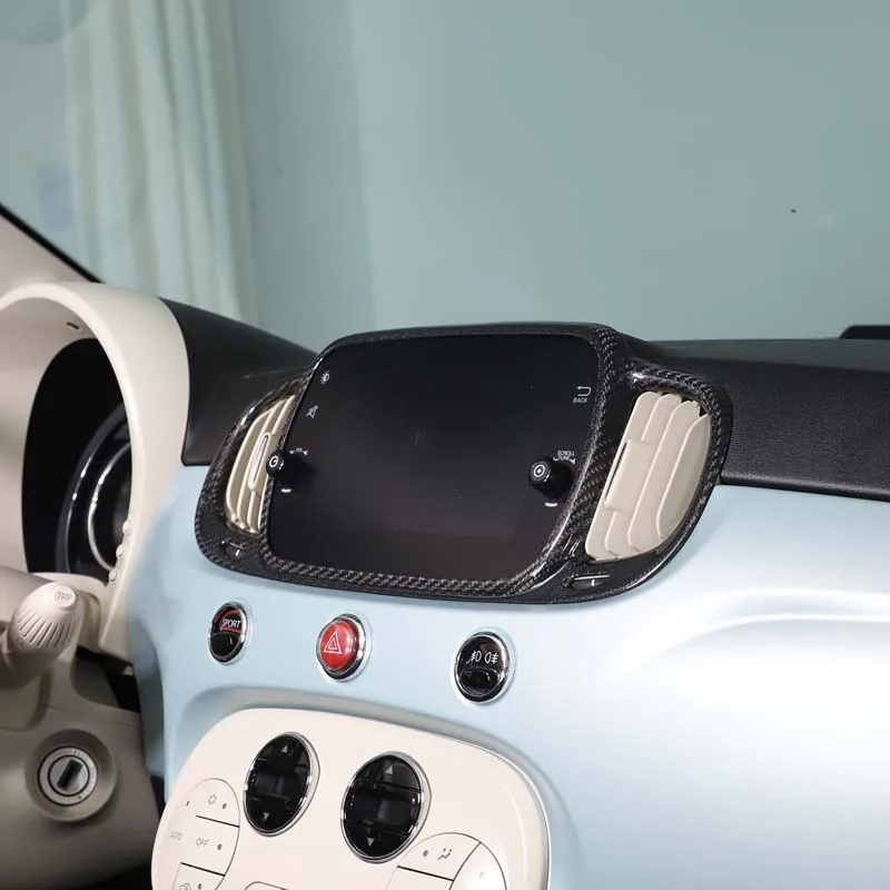 Panel de salida de aire de CA de Control Central de coche de fibra de carbono Real, cubierta de marco embellecedora para Fiat 500 2021-2023, accesorios interiores para coche