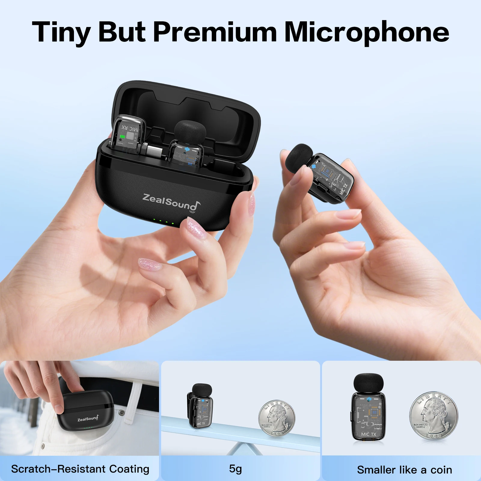 ZealSound Wireless Microphone for Vlogging and Live Streaming 4