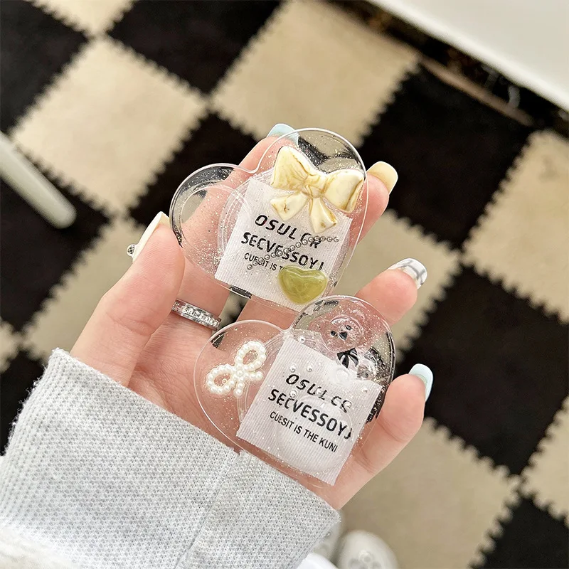 Korean Epoxy Glitter Love Heart Phone Grip Tok ins Pearl Bow Holder Ring For iPhone Universal Accessories Stand Holder Support