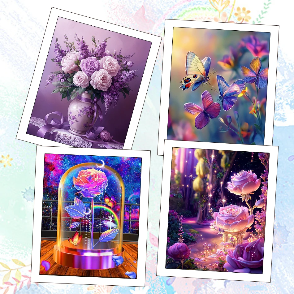 

RUOPOTY 40X50cm Canvas Painting By Numbers purple Flowers Adult Coloring Acrylic Paints Watercolor Diy Drawing Home Decoration