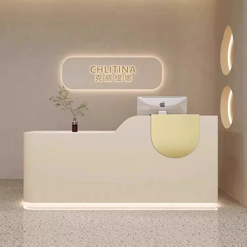 Minimalist Led Lights Company Bar Reception Desks Hotel Unique Mostrador Commercial Furniture Executive Curved Reception Desks