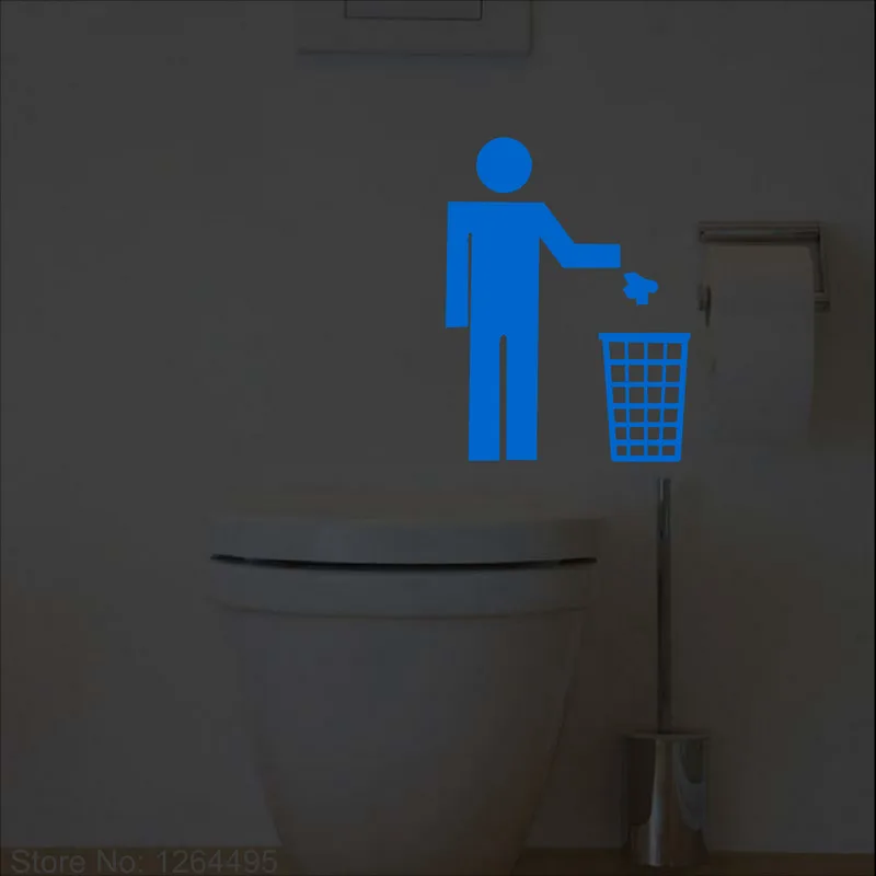 مضحك الكرتون مضيئة المرحاض ملصقا توهج في الظلام أبواب الحمامات تسجيل ملصق الحمام WC لاصقة تزيين غرفة الاطفال ديكور #6