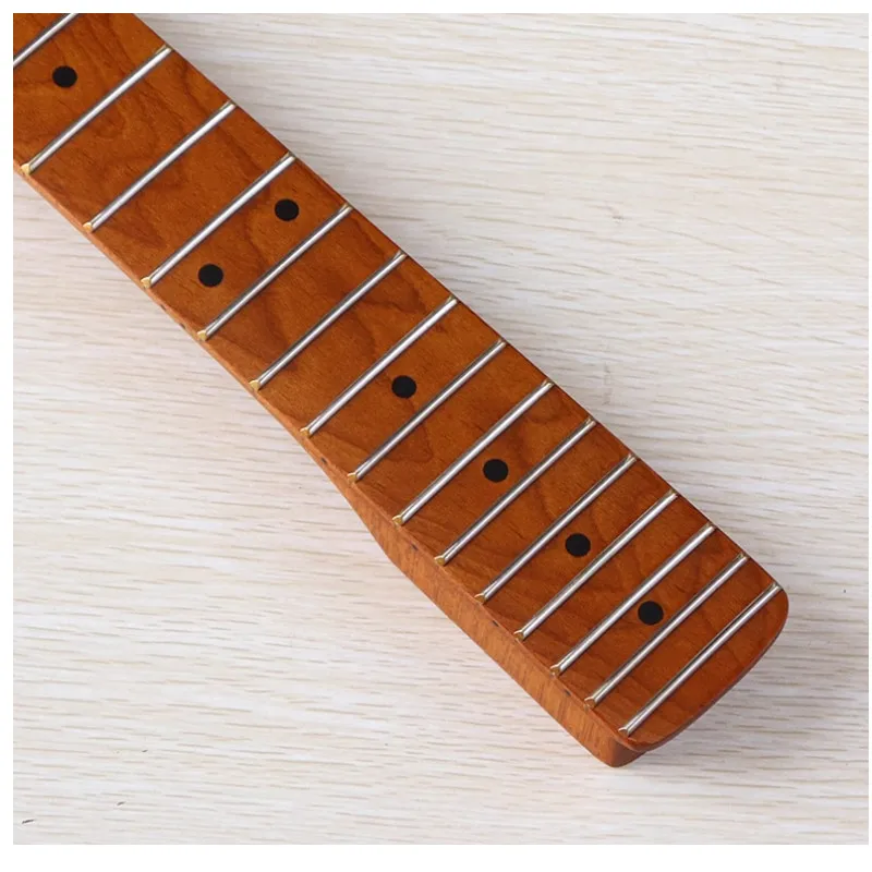 22 Bünde Braten Ahorn E-Gitarre Hals Ahorn Griffbrett Inlay Punkte Matte Farbe Gitarre Teile Zubehör – Detail 7