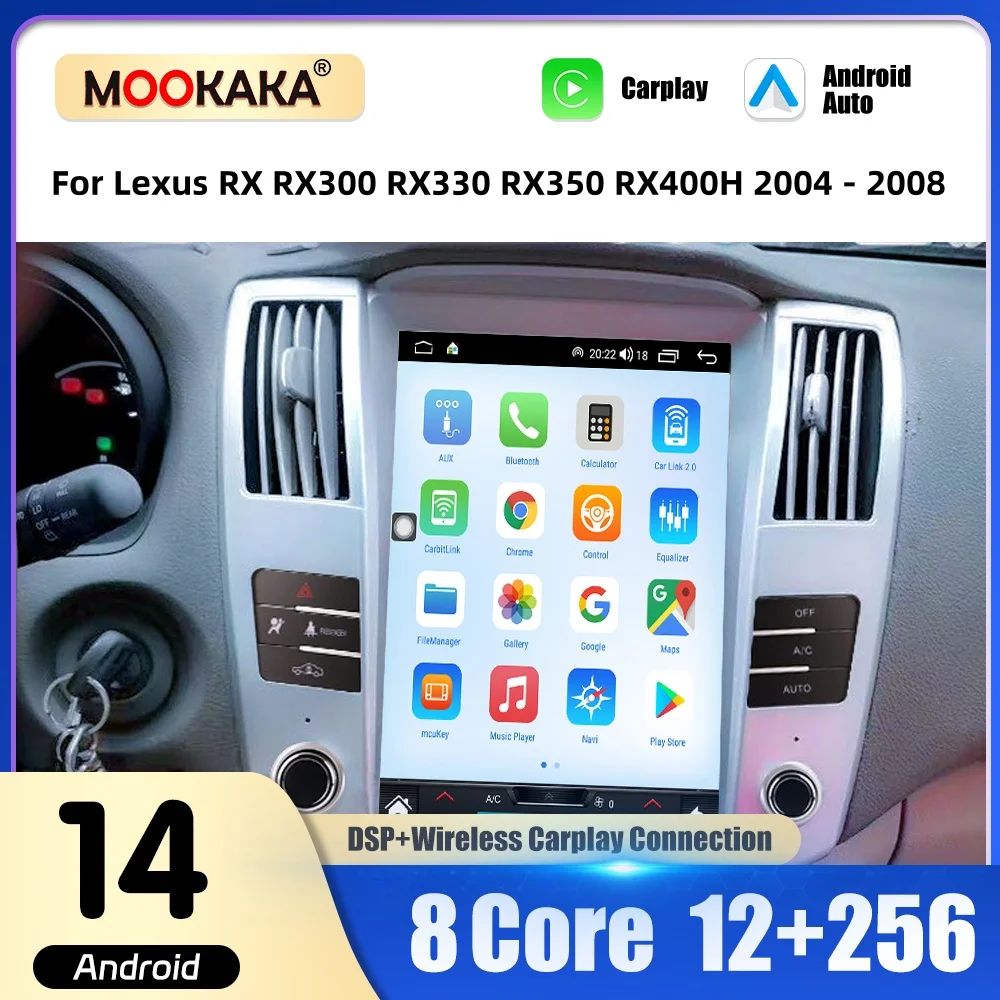 For Lexus RX RX300 RX330 RX350 RX400H 2004-2008 Car Radio Multimedia Player with Wireless CarPlay  Android Auto Autoradio Stereo