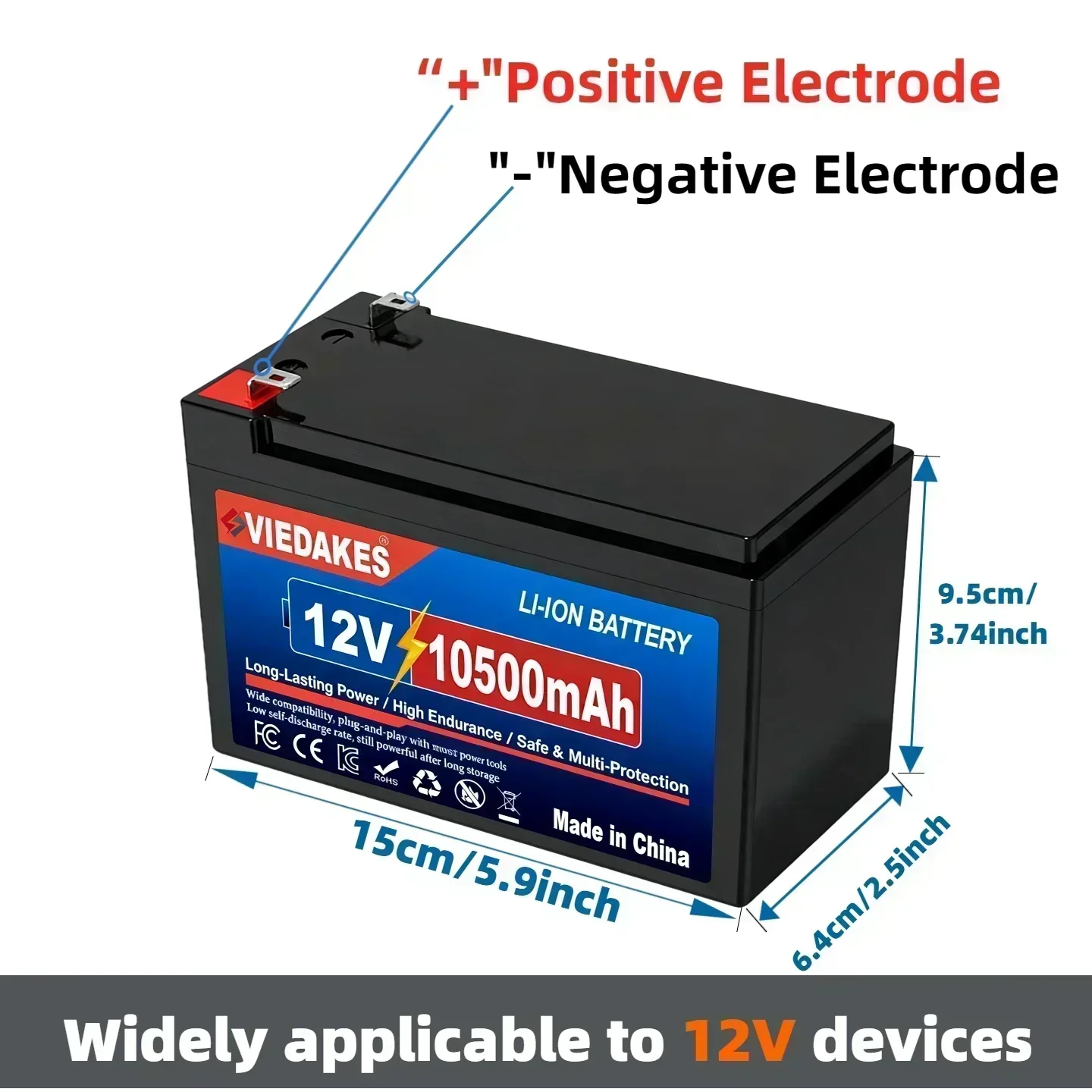 🚀12V 10500mAh LiFePo4 Battery Set, Multi Protection Long Life, 12.6V 3A Charger Cables For Yacht Marine
