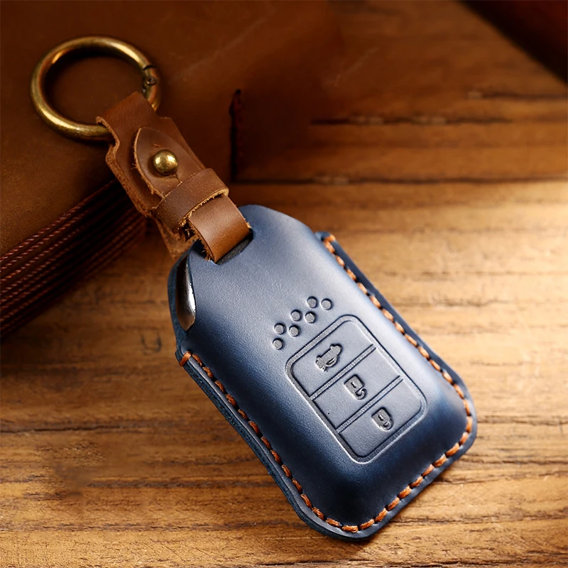 Leather Car Key Cover Shell Case Keychain For Honda Civic CRV HRV Accord Pilot Fit Freed Vezel Odyssey 2018 - 2022 Accessories view 5