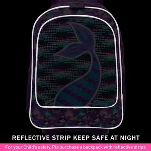 حقيبة ظهر متدحرجة للفتيات عجلات دوارة حقيبة ظهر مع صندوق غداء وردي ذيل السمكة توهج في وظيفة الظلام 3 قطع أفضل 8 مبيعات حقيبة ظهر بعجلات للأطفال - رقم 7