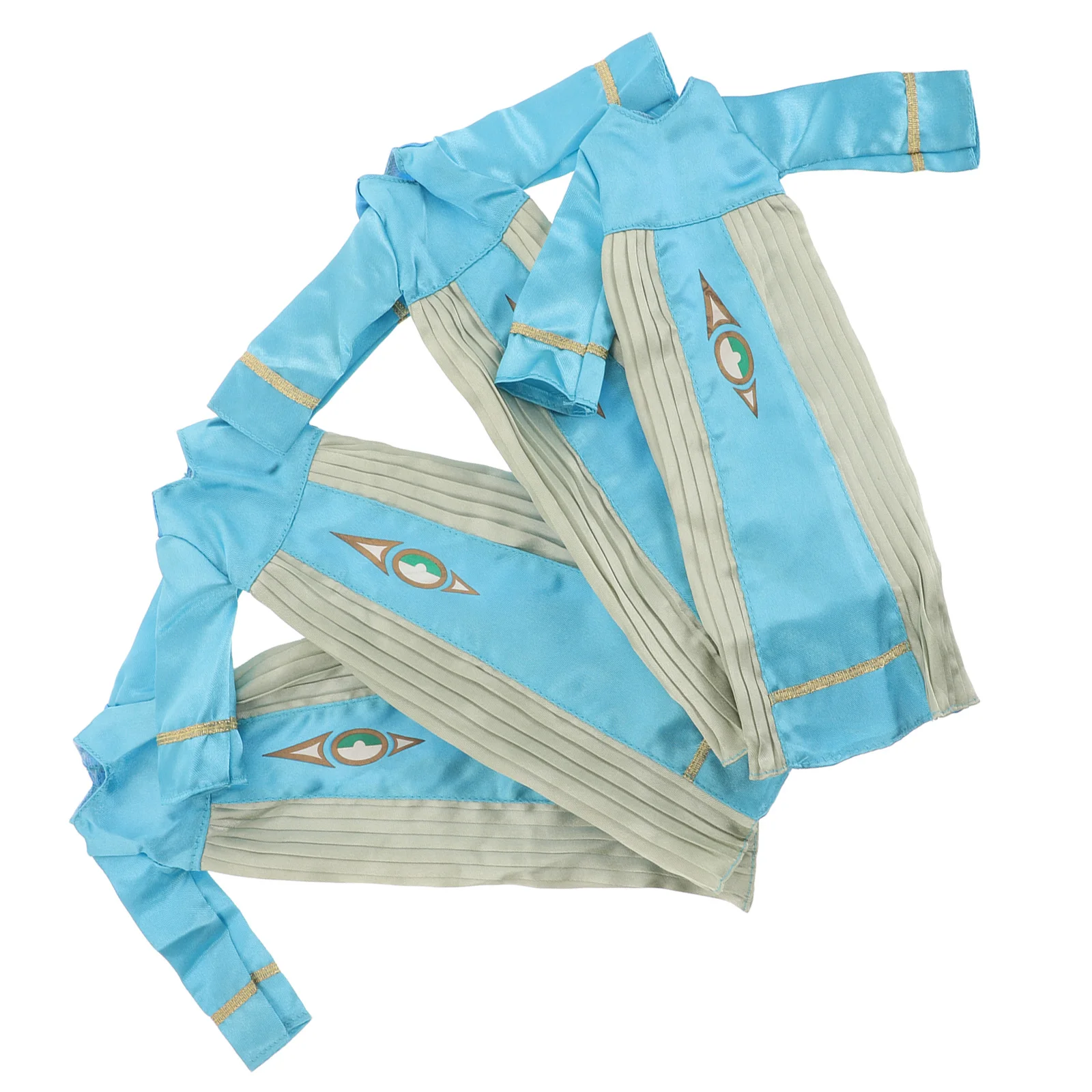 

4pcs Islamic Costume Sky Blue 11 Inch Clothes Long Sleeve Arabian Dress-Up Set For Kids Muslim Holiday Outfit Collectors