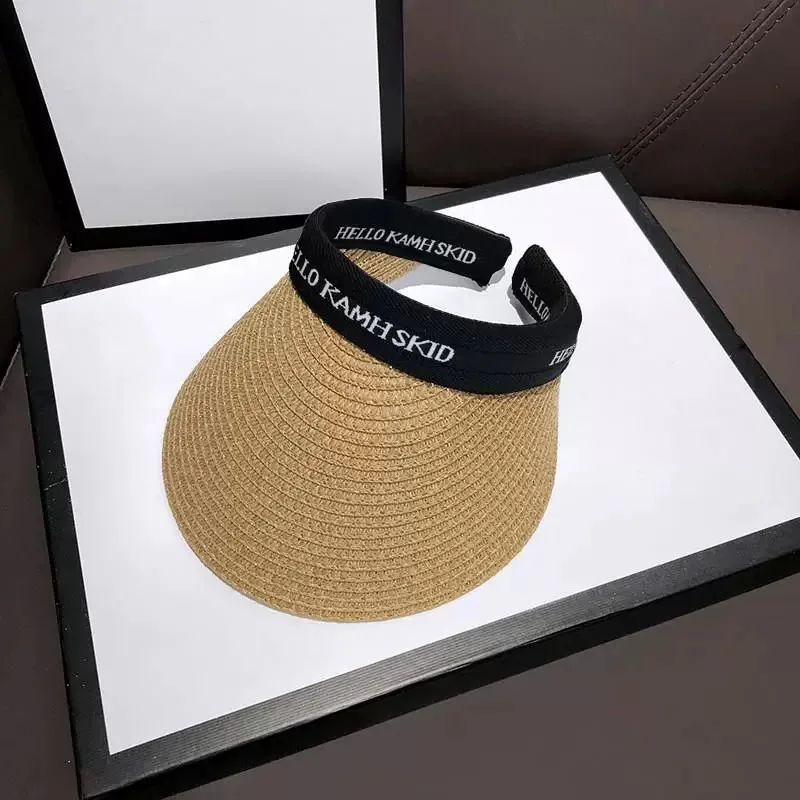 Lafite Women's Straw Hat Summer Sunshade Beach Vacation Open-Crown Sun Protection Hat Cycling UV Protection Hat Casual Style