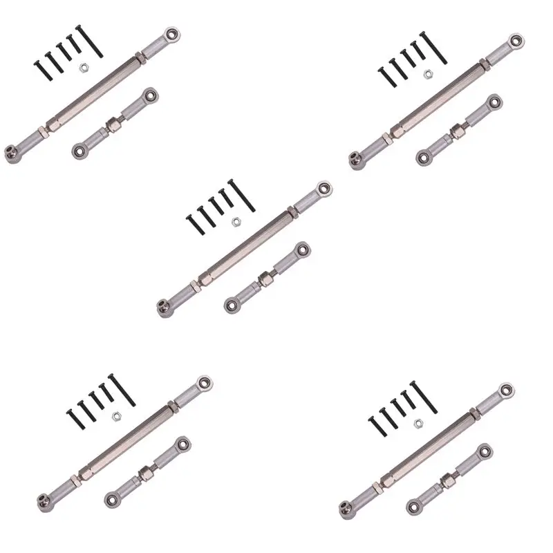 WOWFU-20X RC Steering Rod CNC Machining Aluminum Alloy Steering Linkage Rod Set For WPL 1608T,Grey