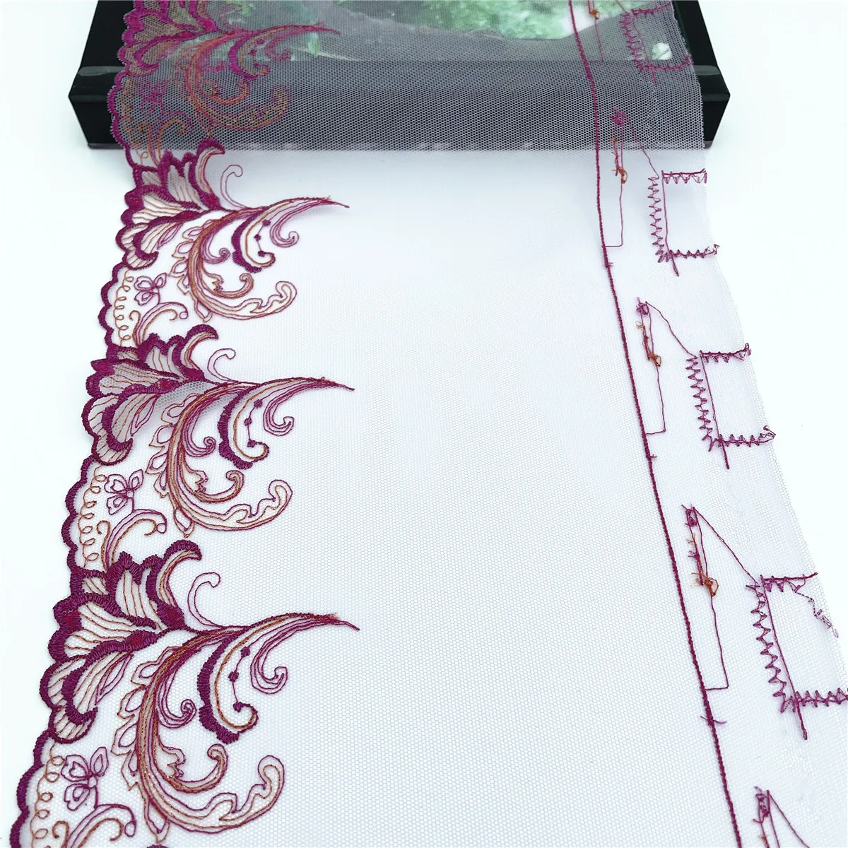 3y/lot Width 7 5/8 inch 19cm Purple Embroidery Lace Trim For Skirt Hem Clothes Sewing Material DIY Apparel Dress Fabrics