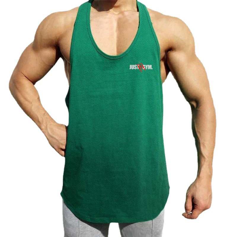Men's Longline Running Vests Y-Back Quick Dry Breathable Mesh Tank Top Athletic Training Tops for Workout Sports Bodybuilding