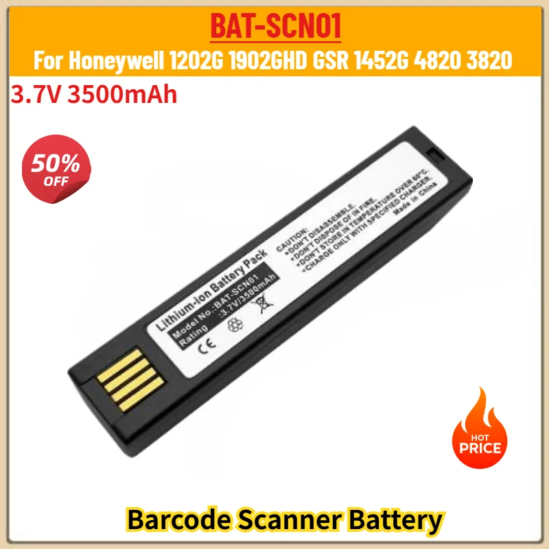 100% New BAT-SCN01 High Quality Battery 3.7V 3500mAh For Honeywell 4820 3820 1202G 1902GHD GSR 1452G Barcode Scanner Battery
