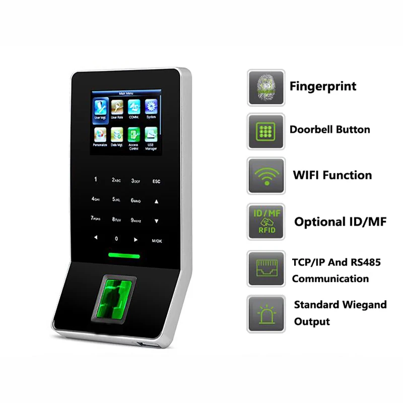 

2.4 inch LCD Biometric WIFI Fingerprint Access Control Time Attendance System TCP/IP RJ45 Fingerprint Reader Englsih Language