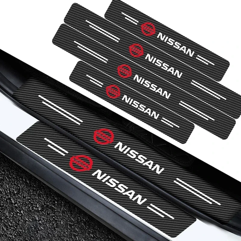 4pcs Carbon Fiber Threshold Sticker for Cars Pedal Protection Sticker for Nissan Nismo GTR Altima Qashqai Almera Accessories