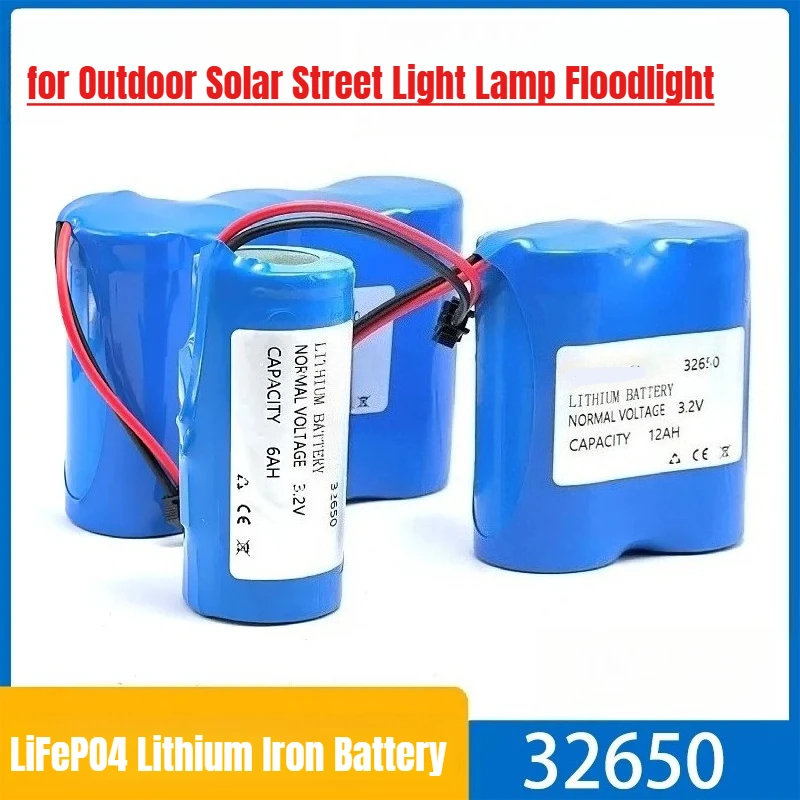 

32650 Battery Pack 3.2V LiFePO4 Battery Lithium Iron Phosphate Cell for Outdoor Solar Street Light Lamp Floodlight